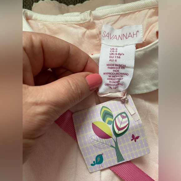 SAVANNAH Girls Spring Dress Pink Size 6 Easter Bunny Embroidered + Bunny Bag - Picture 7 of 14